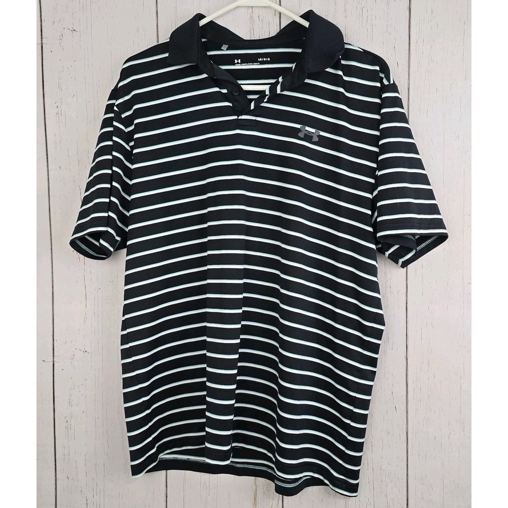 Under Armour Men's Large Loose Fit Striped Polo‎ Shirt Golf Outdoor